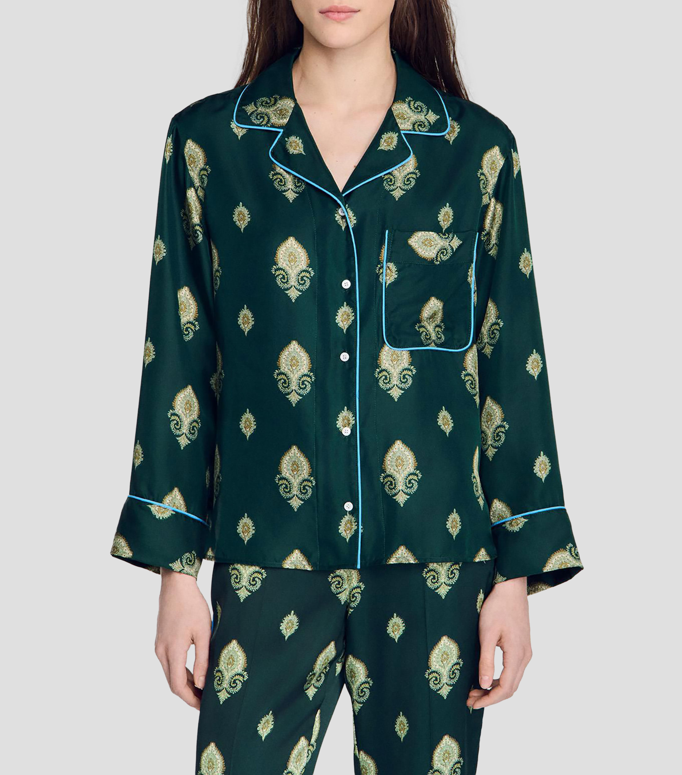 Camisa con estampado manga larga Mujer