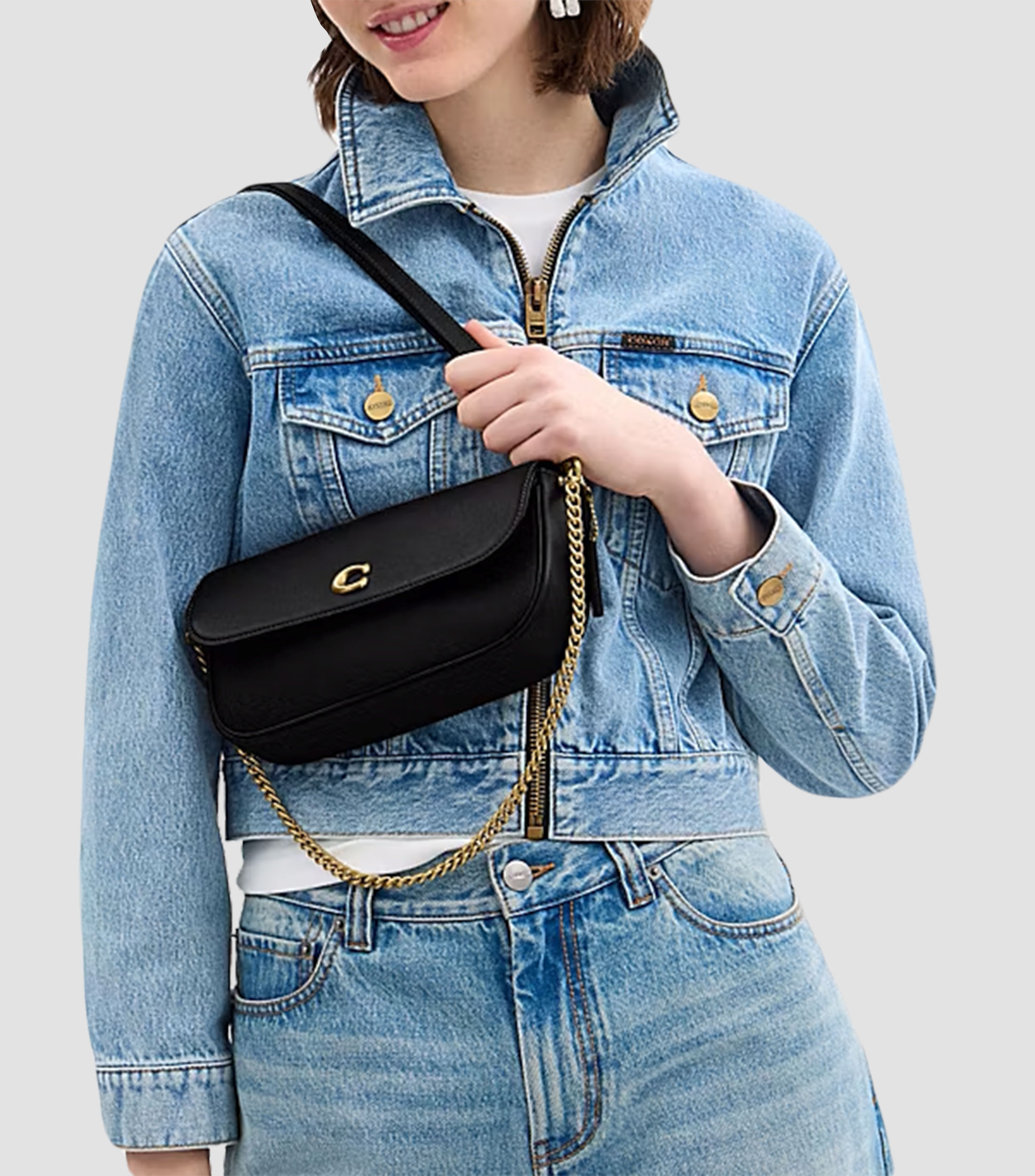 Bolsa shoulder Brook Flap Chain en piel negra Mujer