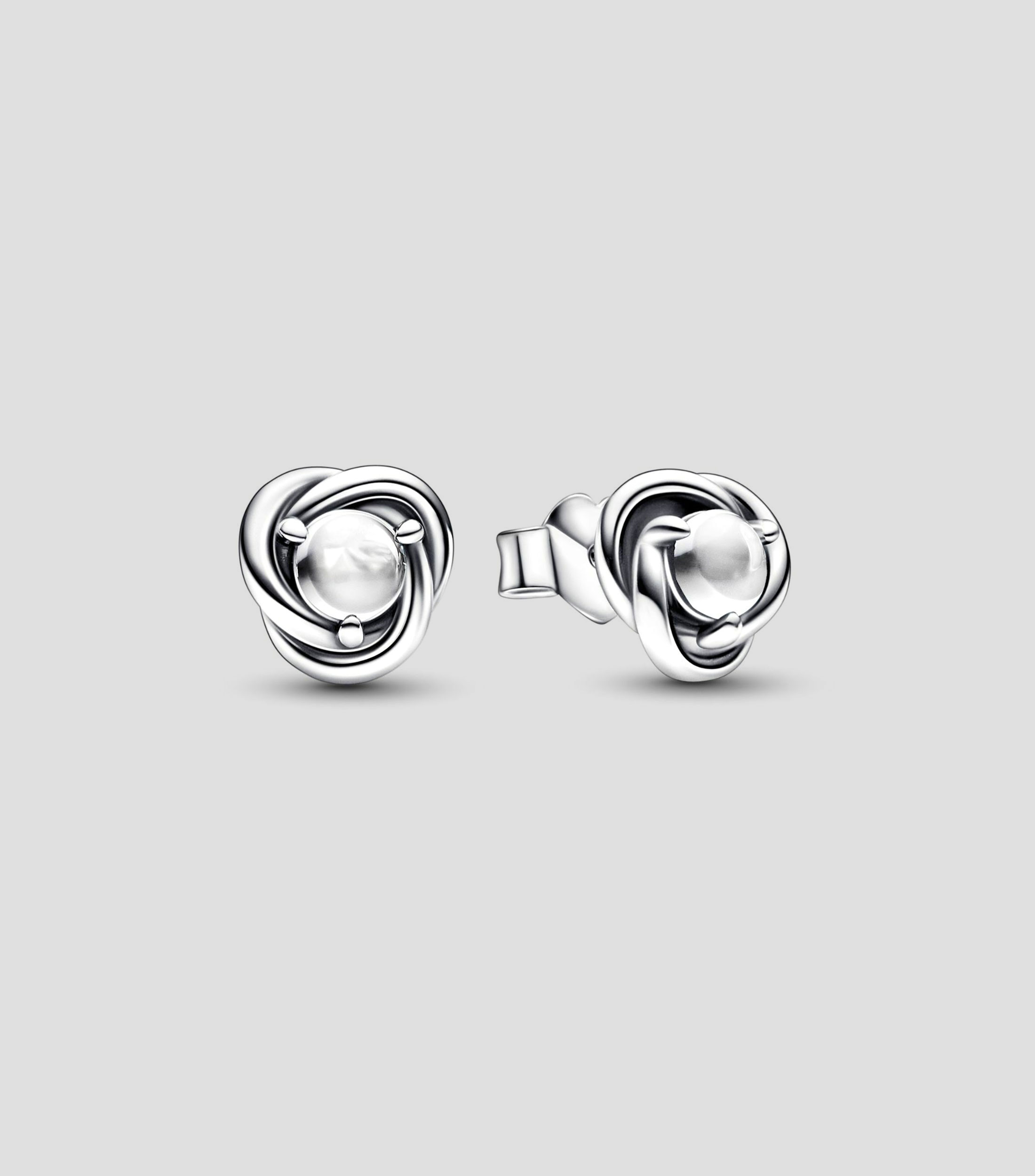 Aretes de Boton en Plata Circulo Eternidad con Zirconia Cubica Mujer