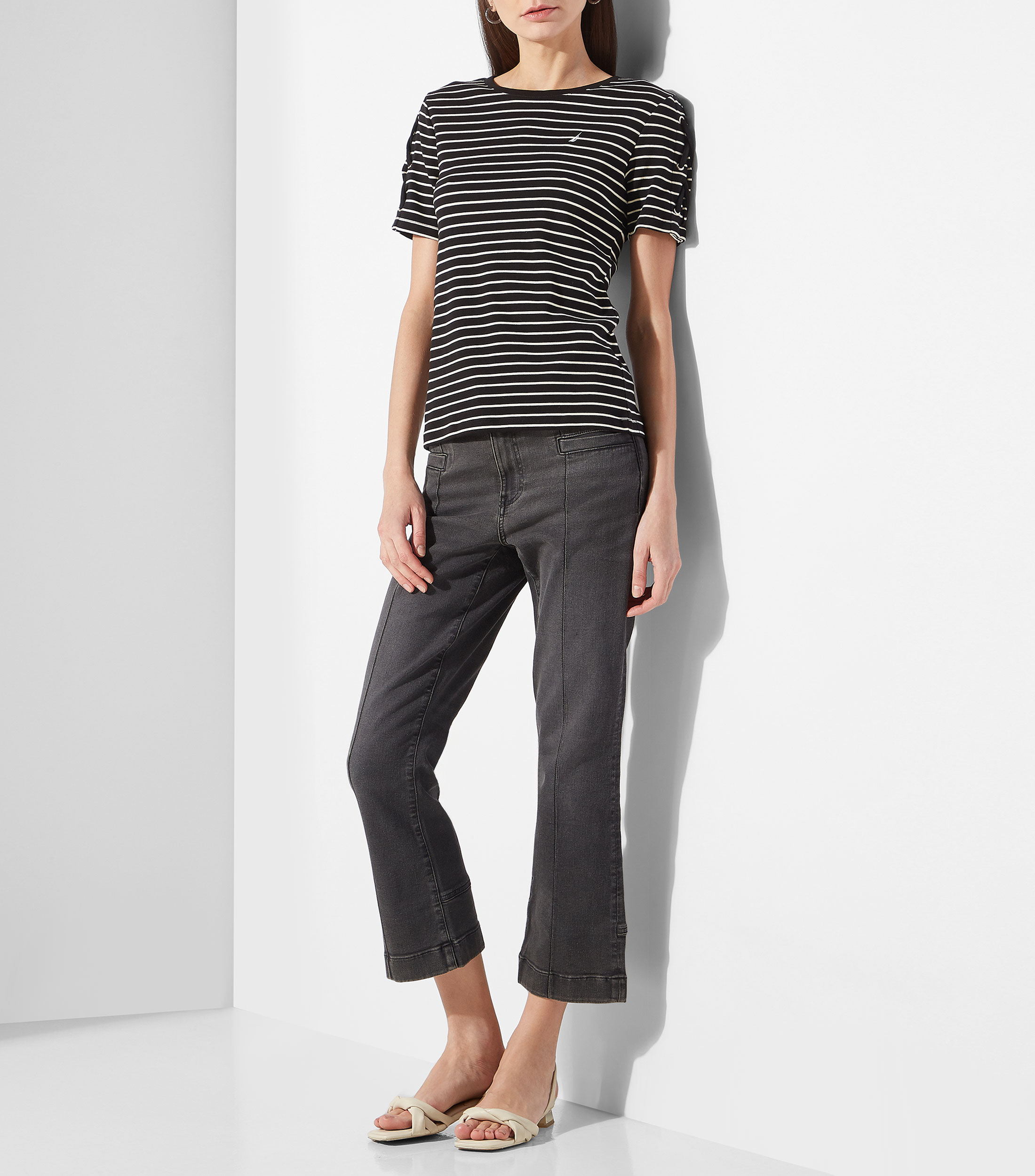 Blusa rayas manga corta Mujer