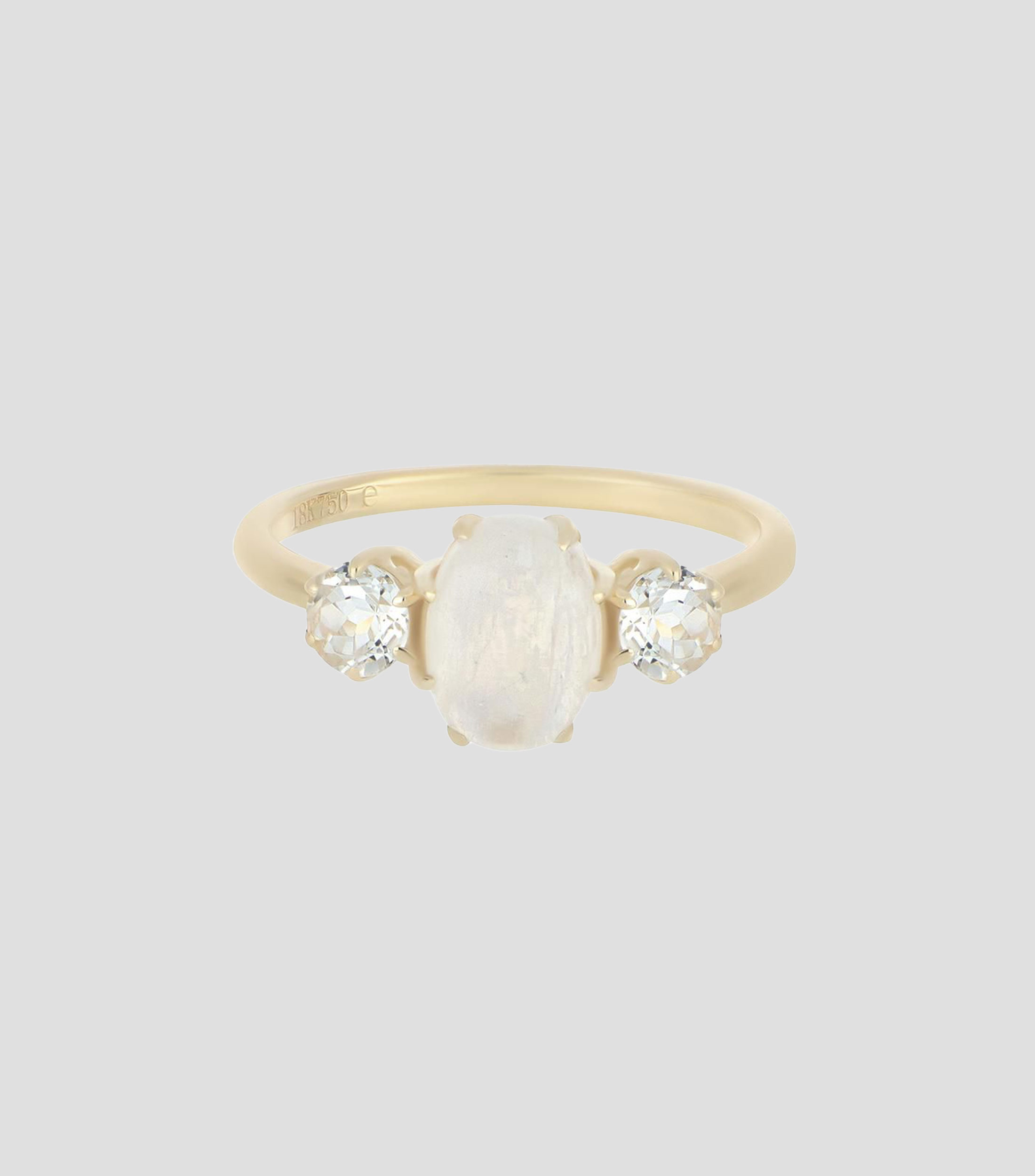 Anillo en oro amarillo de 18 kilates con Moonstone y Zafiro Mujer
