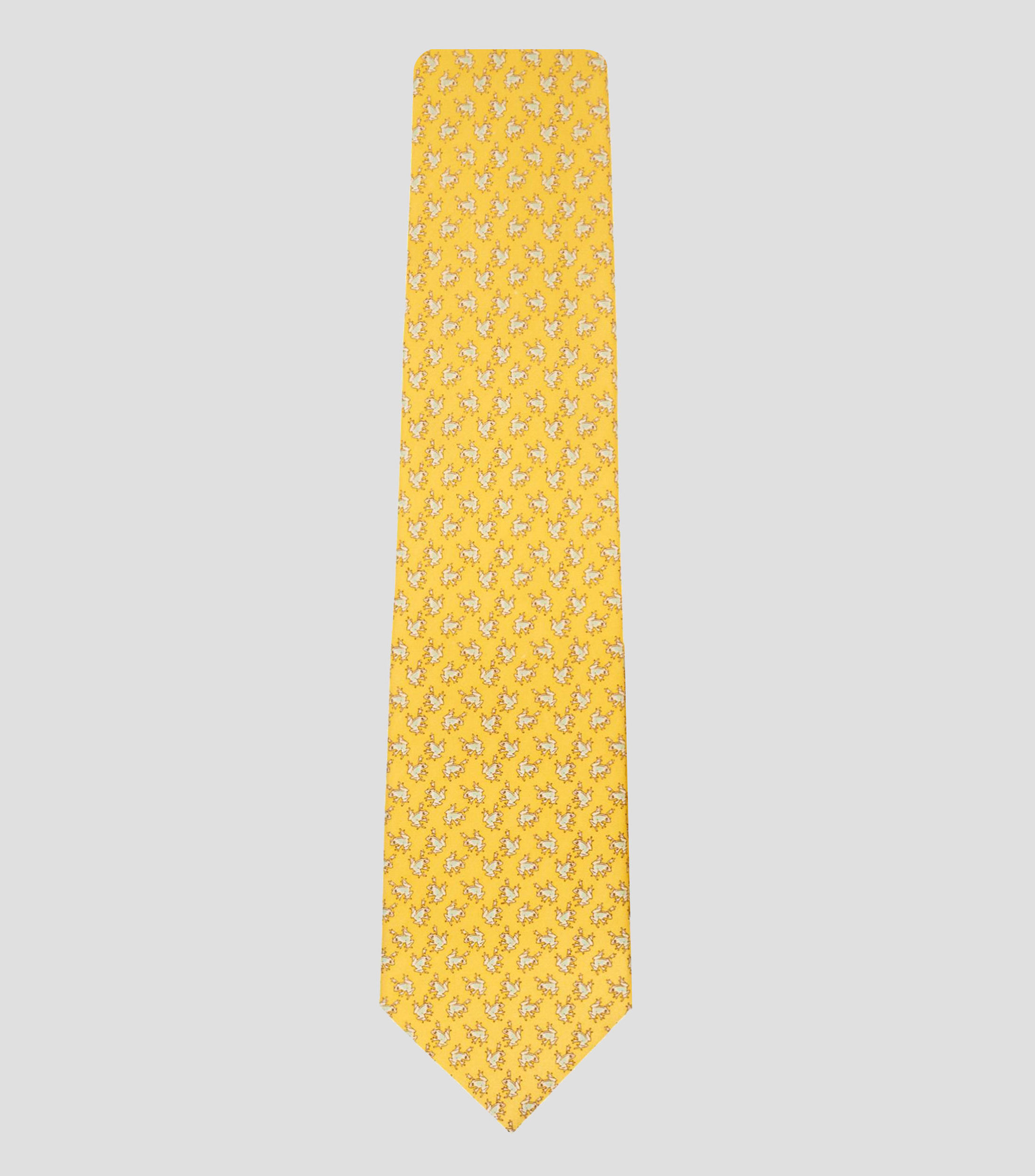 Corbata ancha en seda amarilla estampada S8 Rana Hombre