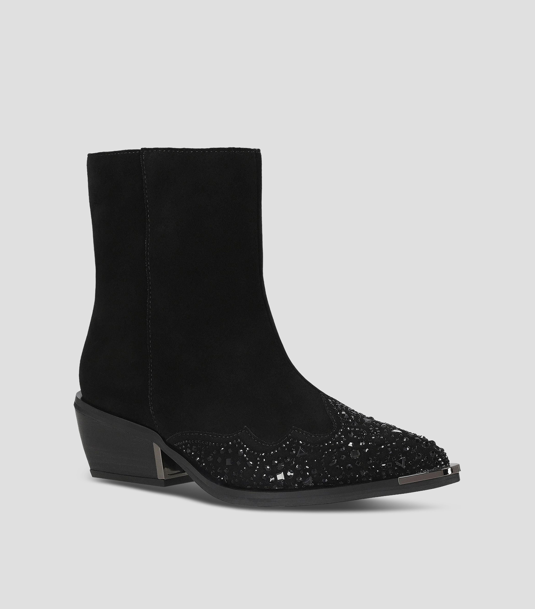 Botines de piel con tacón medio cuadrado Mujer