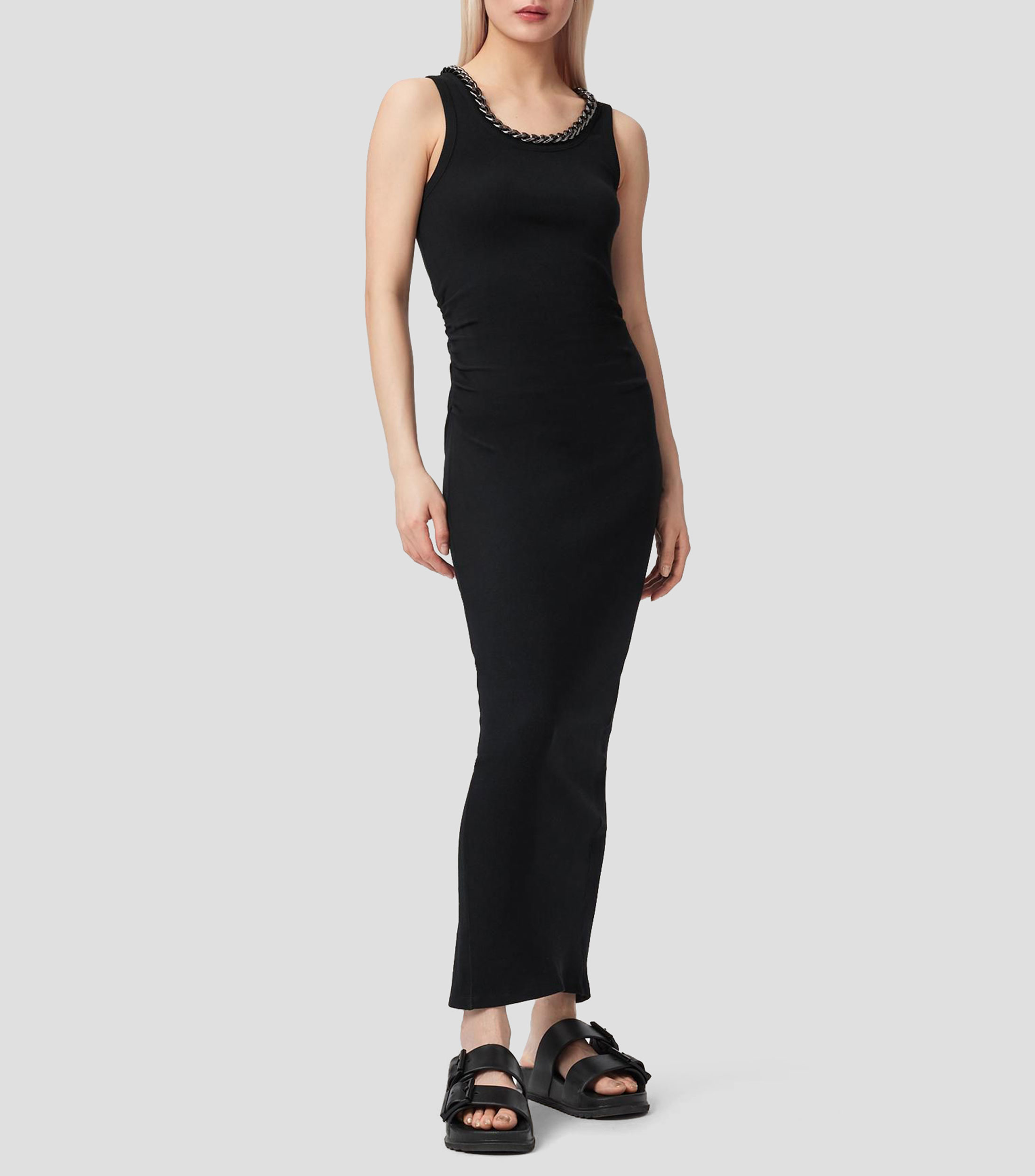 Vestido largo liso Mujer