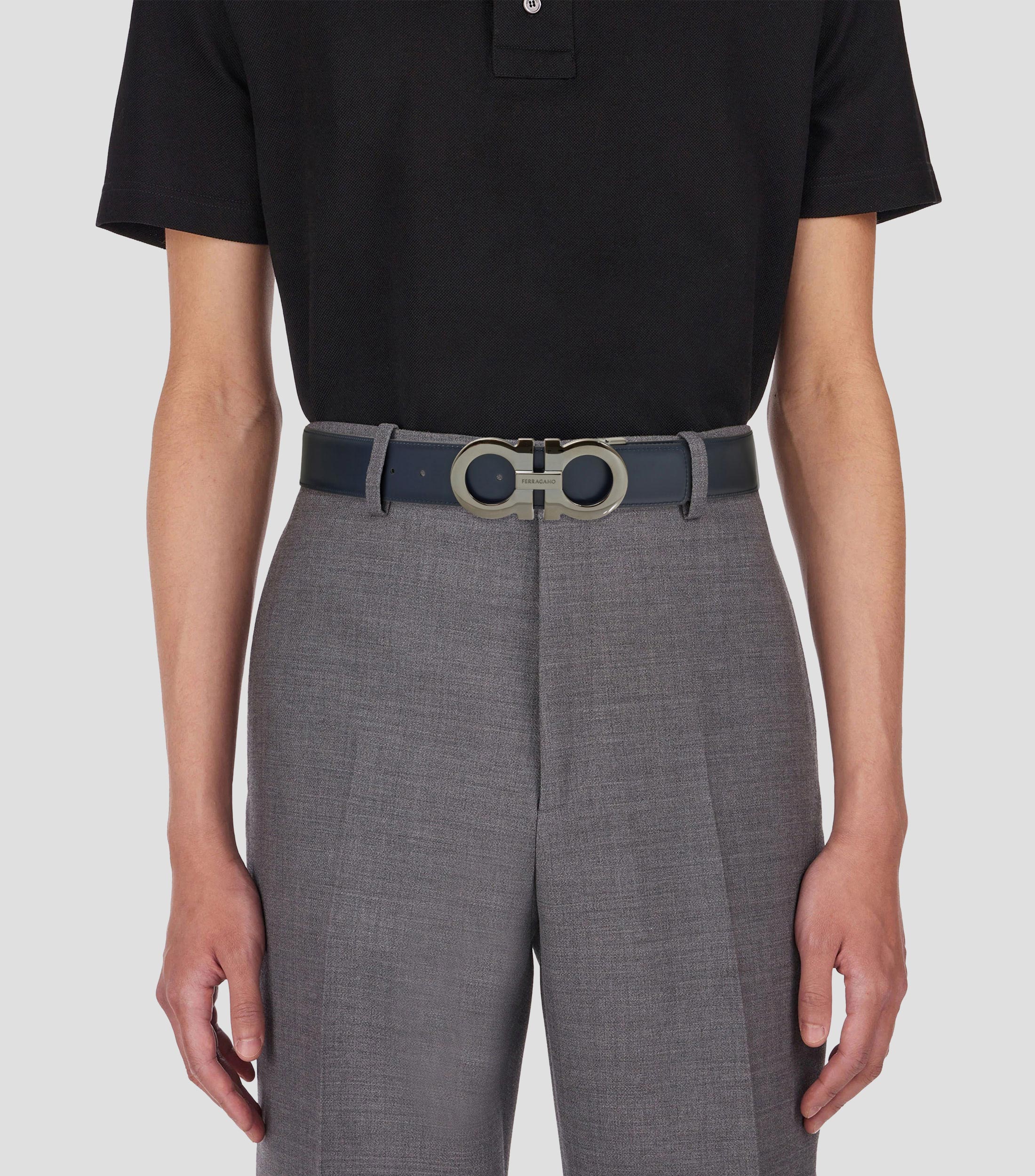 Cinturon reversible y ajustable Gancini Hombre