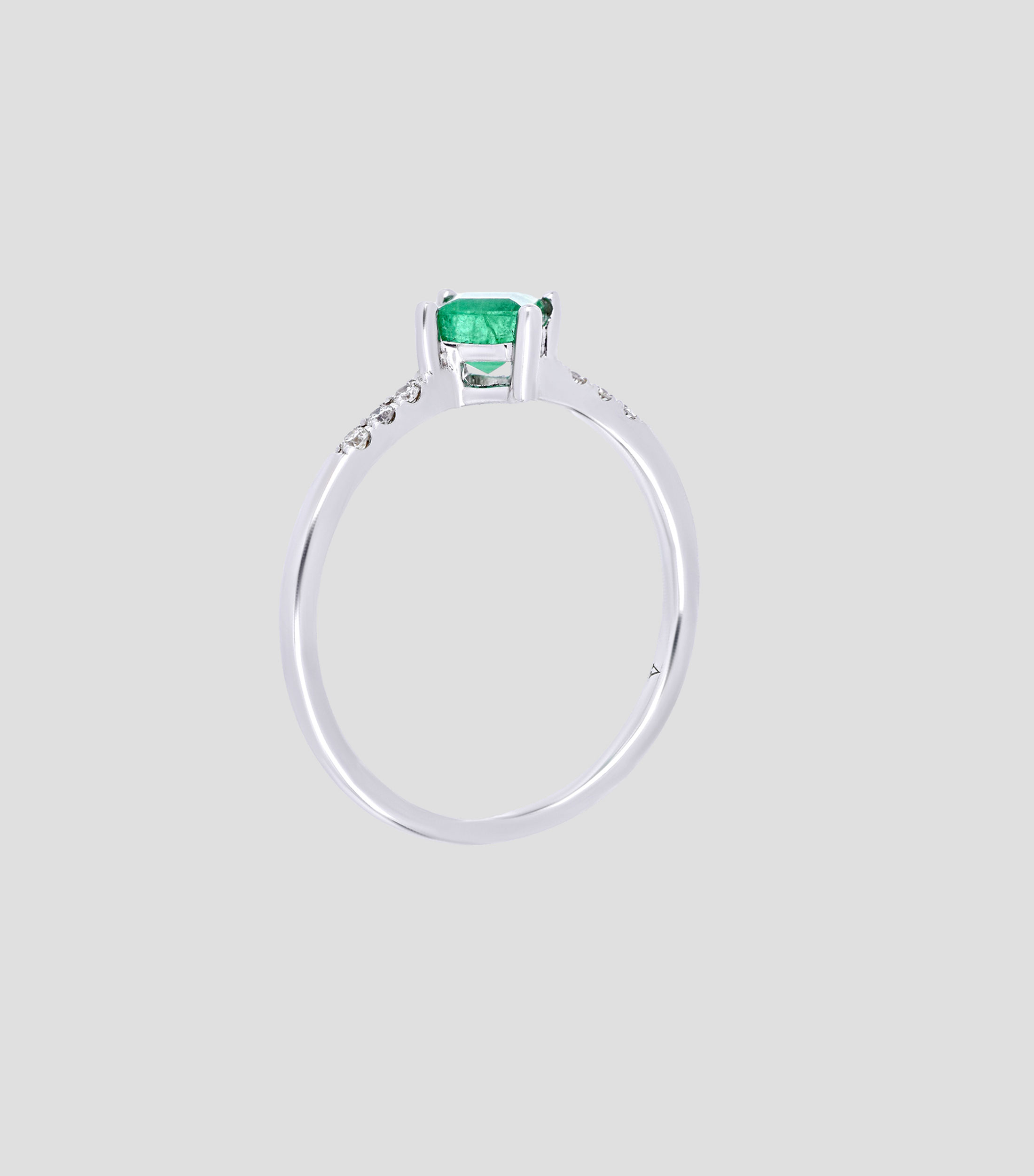 Anillo en oro con esmeralda Mujer