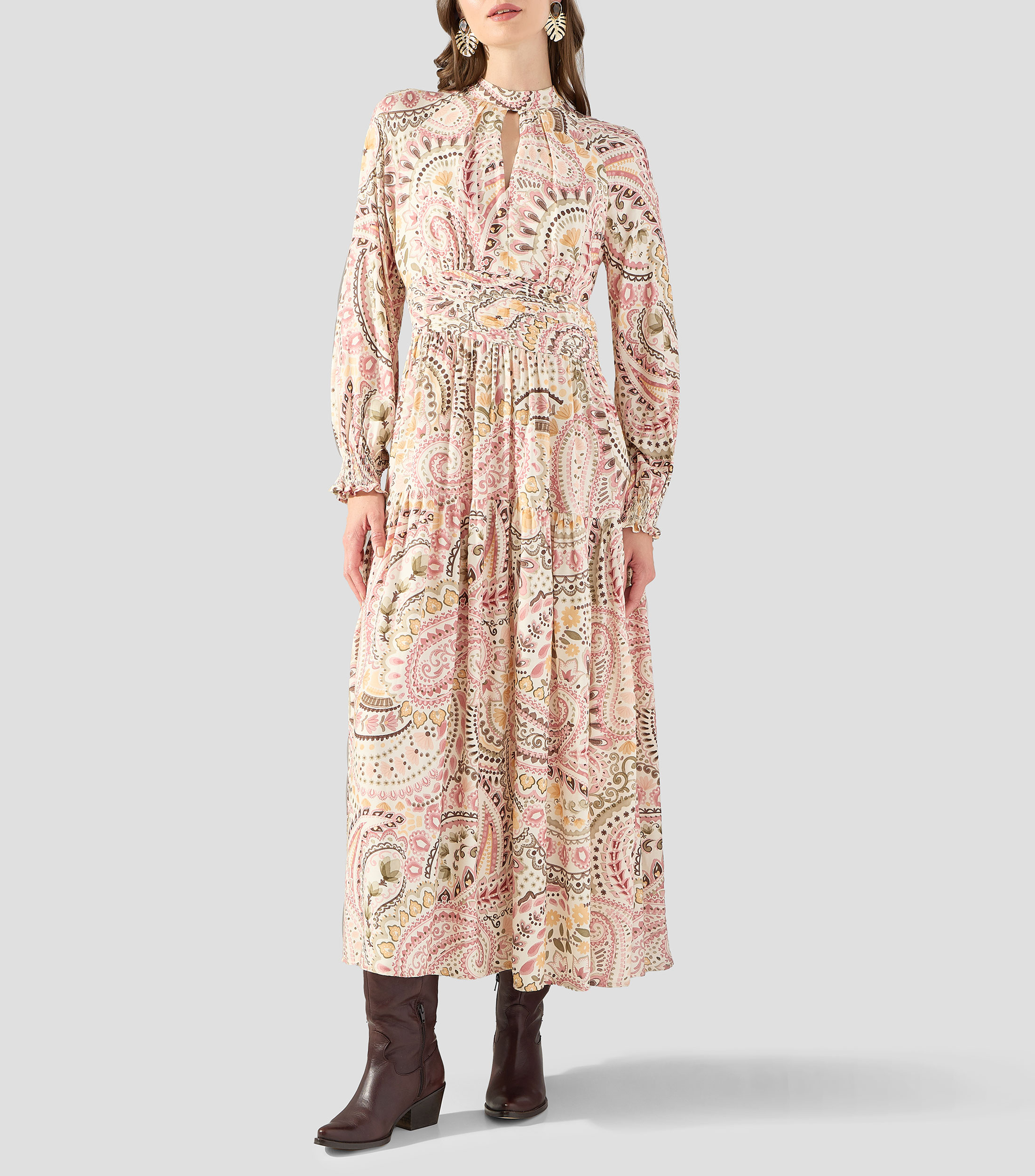 Vestido midi manga larga fantasía Mujer