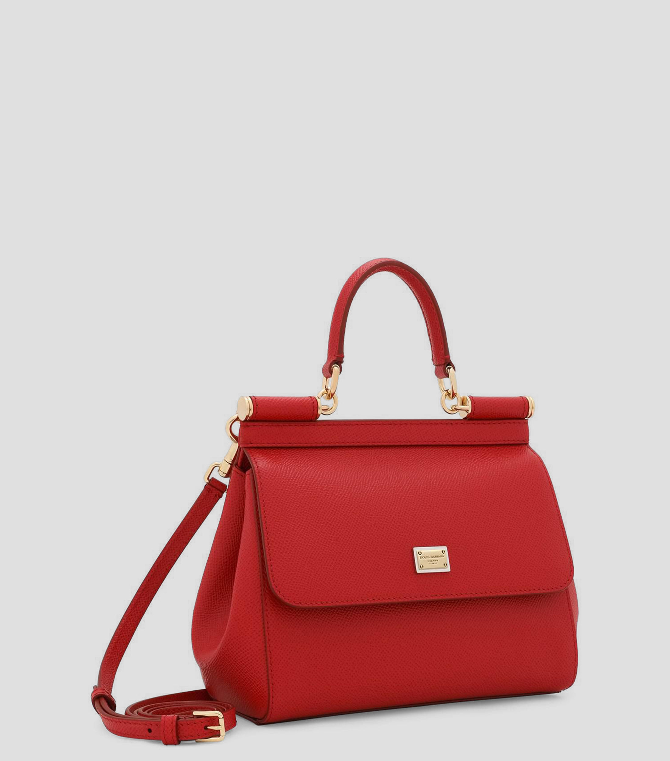Bolsa mini shoulder roja en piel Sicily lisa Mujer