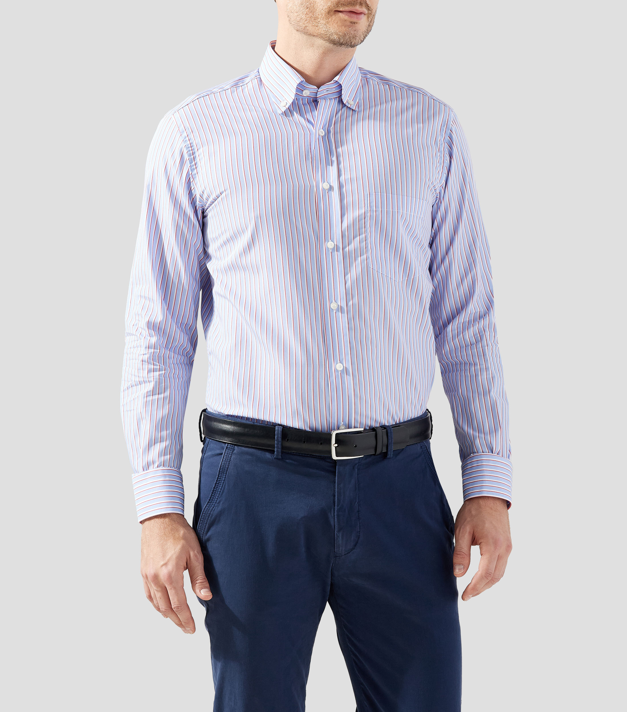 Camisa a rayas manga larga Hombre