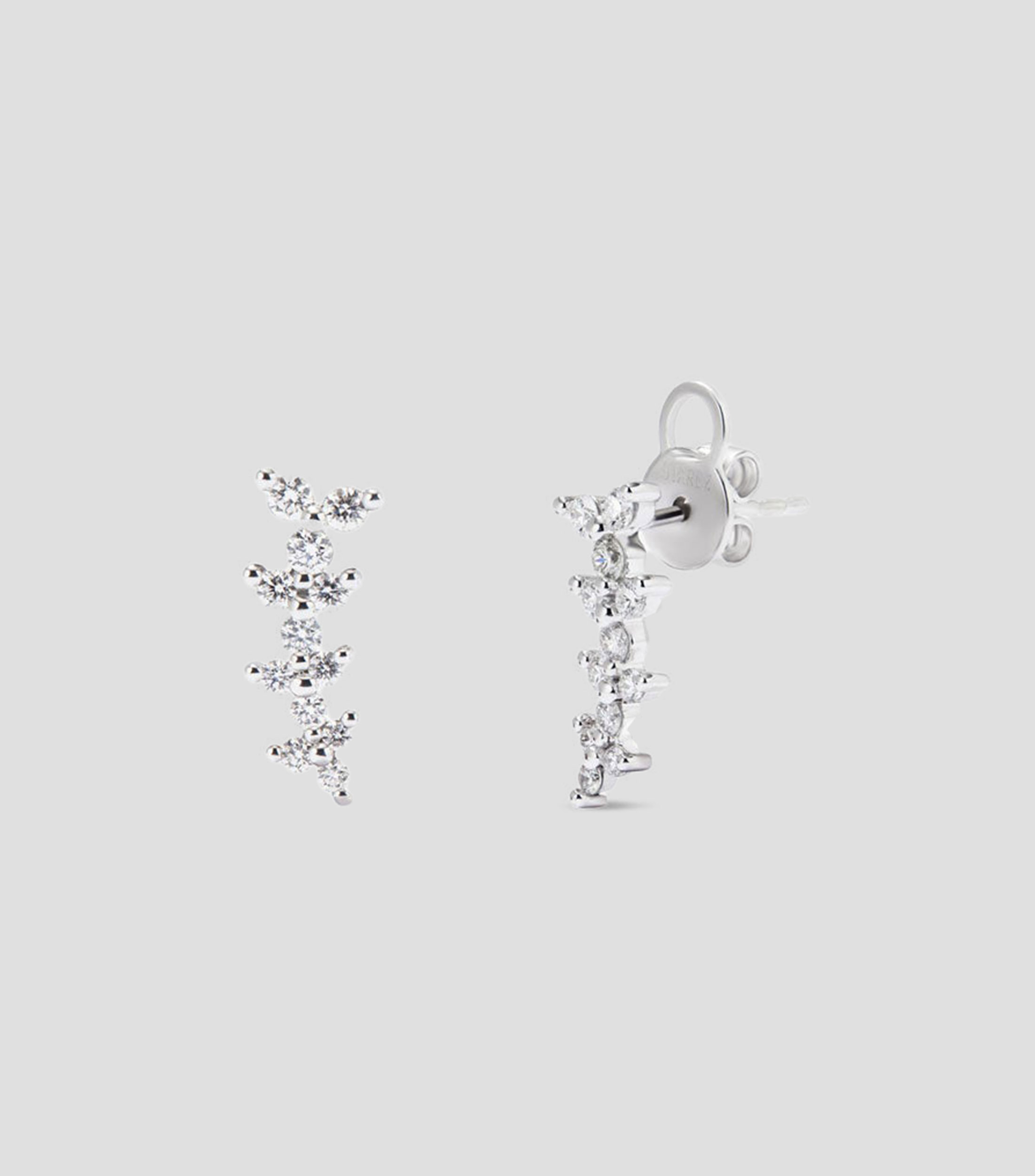 Pendientes en Oro blanco de 18 Kilates Trepadores Tris Mujer