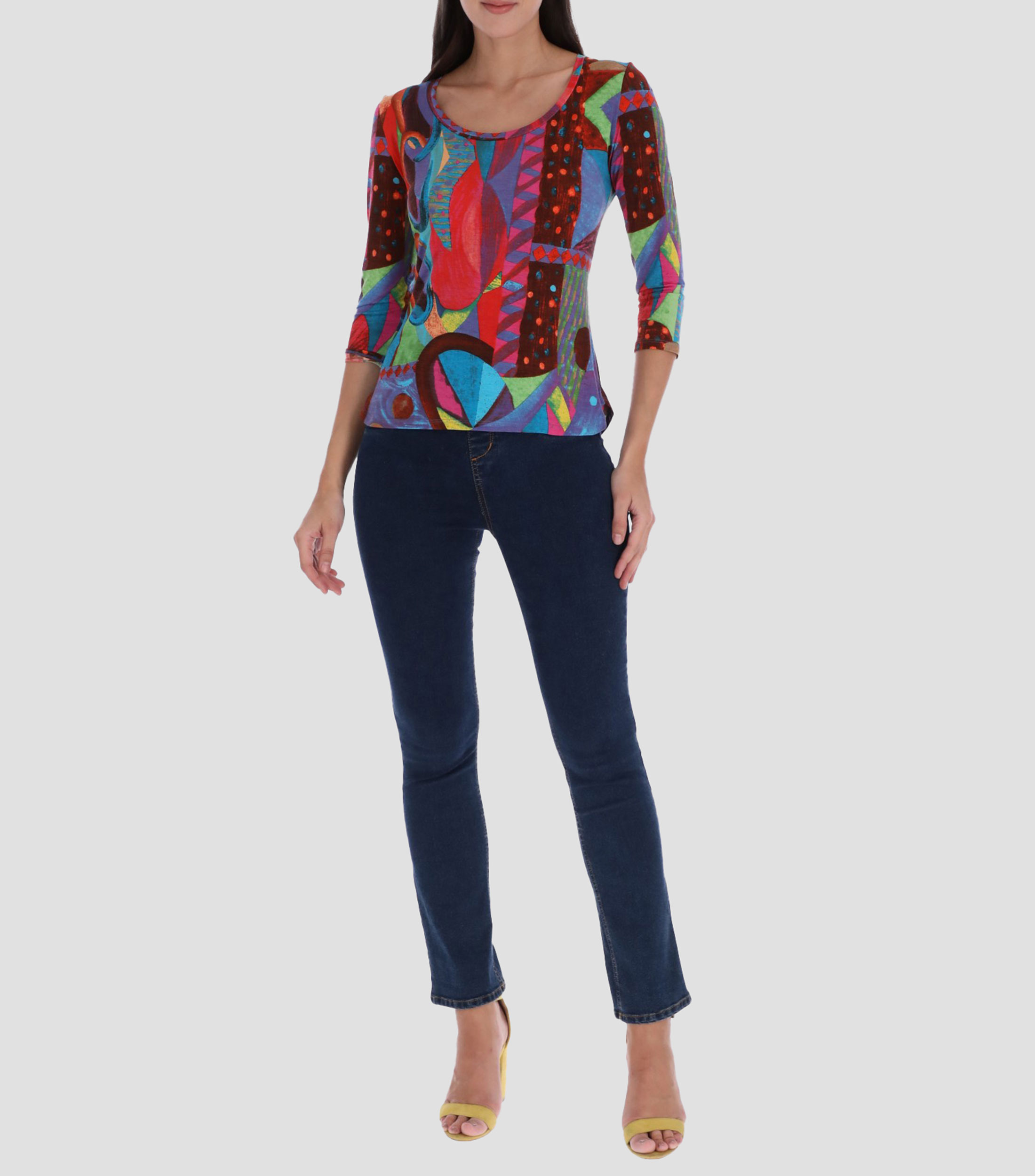 Blusa con estampado manga 34 Mujer