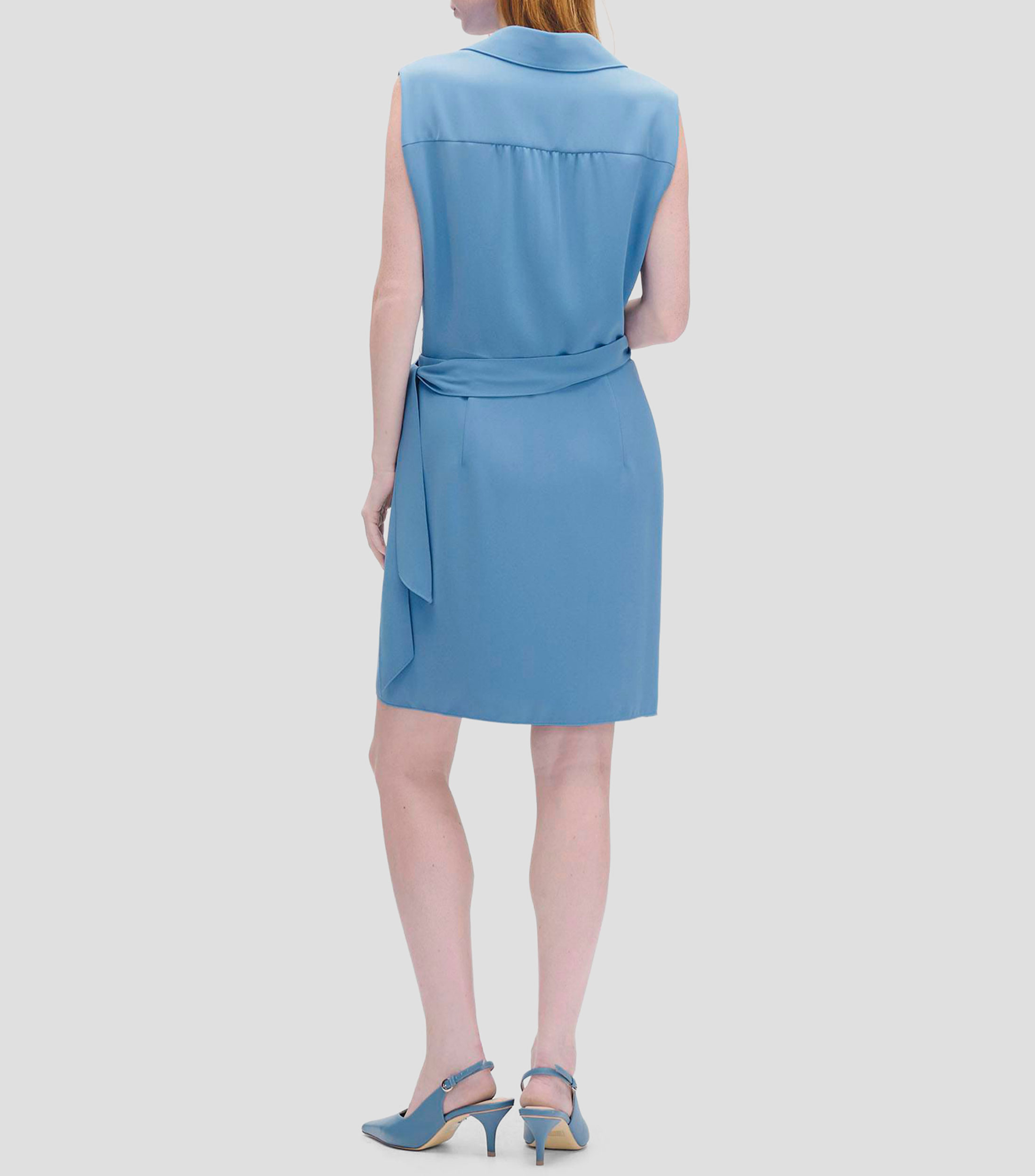 Vestido Envolvente Cuello Camisero Y Alforzas Mujer