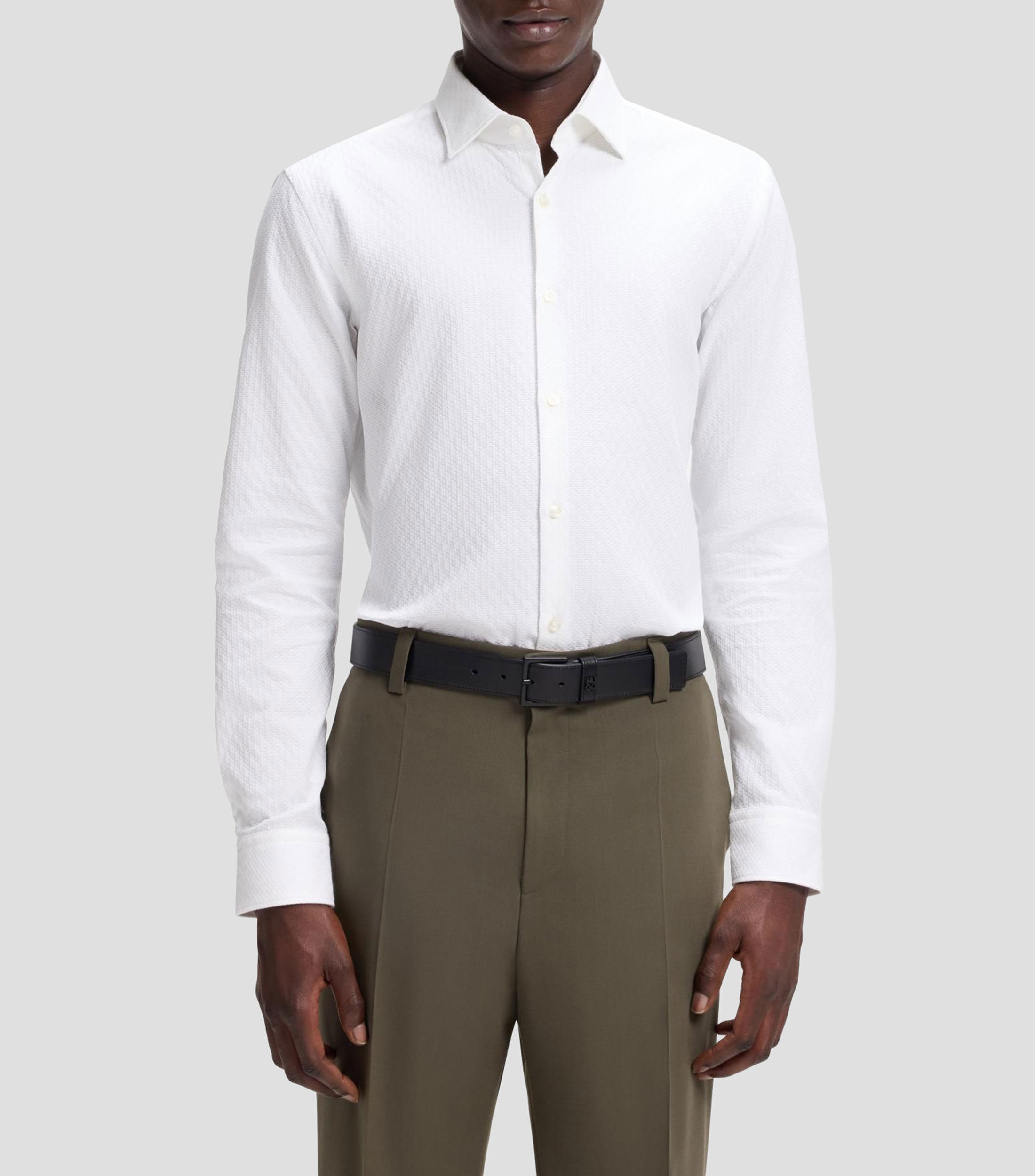 Camisa de vestir lisa con manga larga Hombre