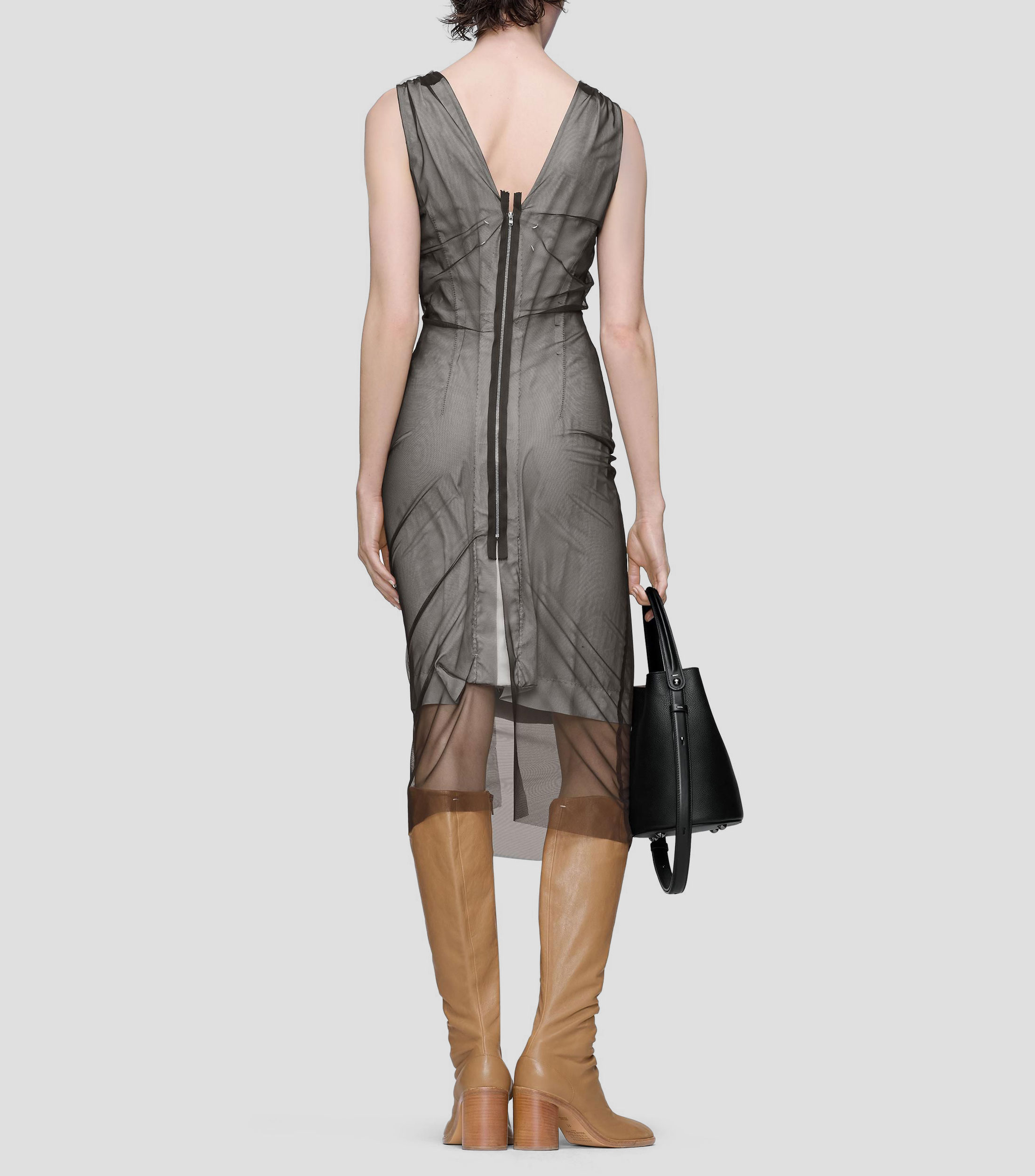 Vestido midi sin mangas con diseño fantasía transparente Mujer