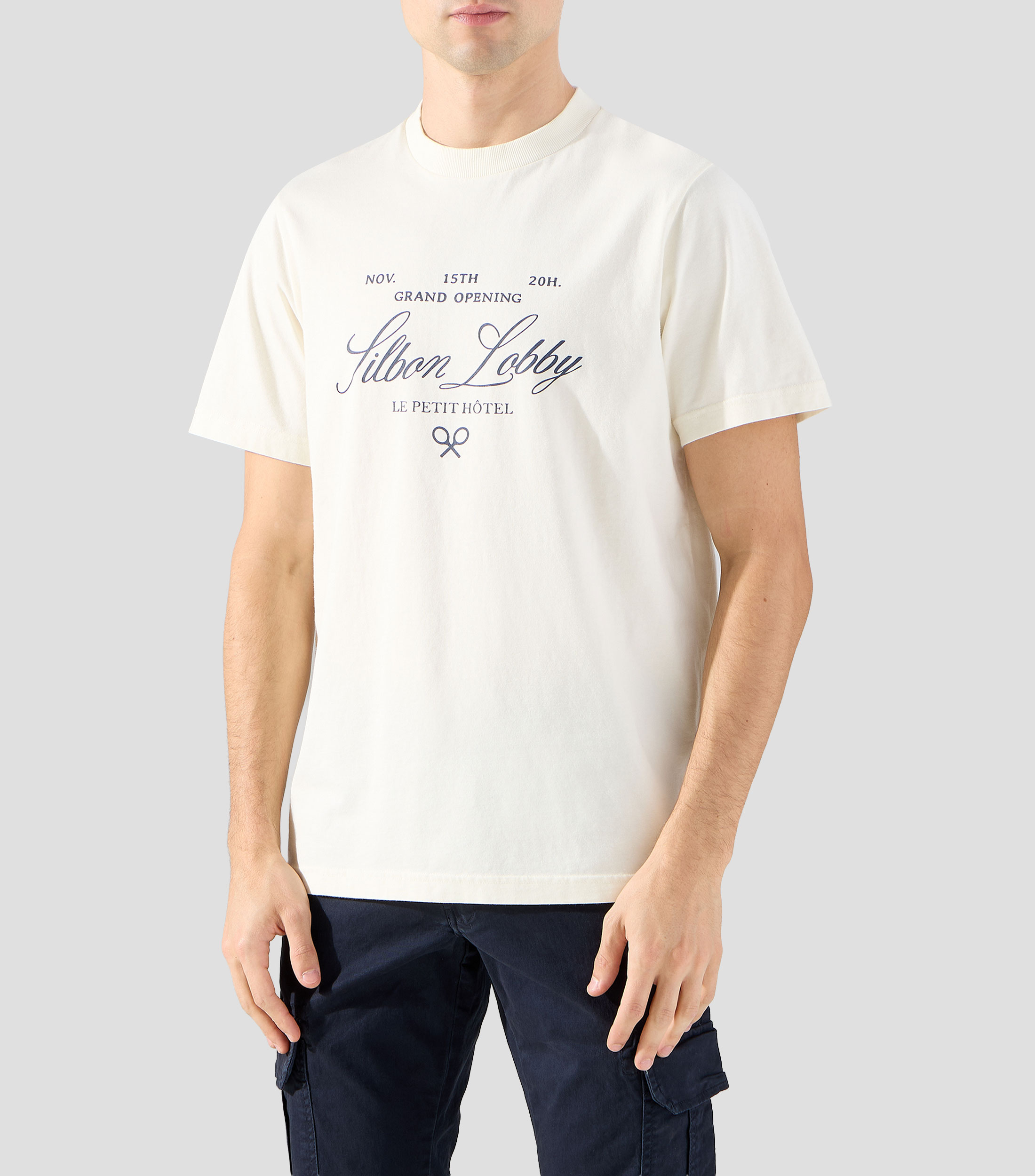Playera cuello redondo manga corta con estampado Hombre