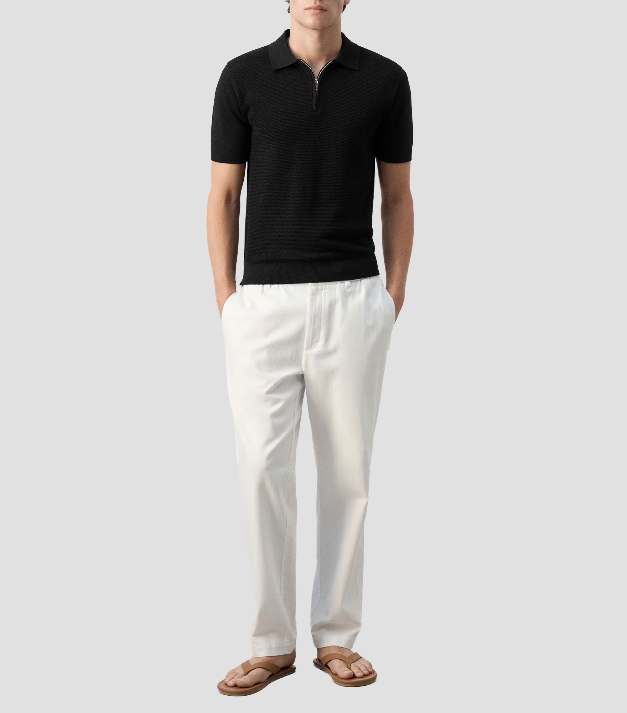Playera Tipo Polo Manga Corta Sólido Hombre