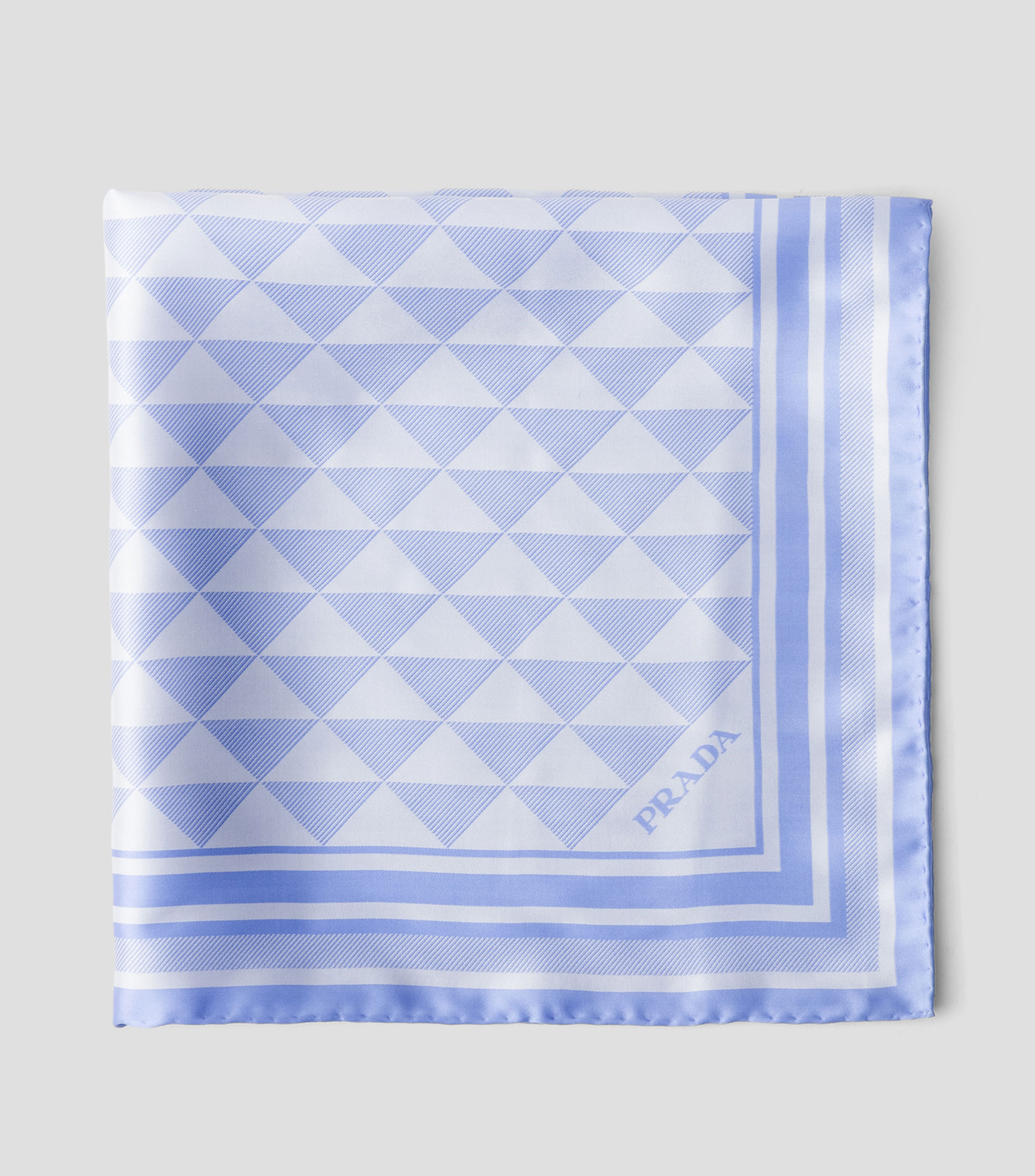 Bufanda en seda azul estampada Mujer