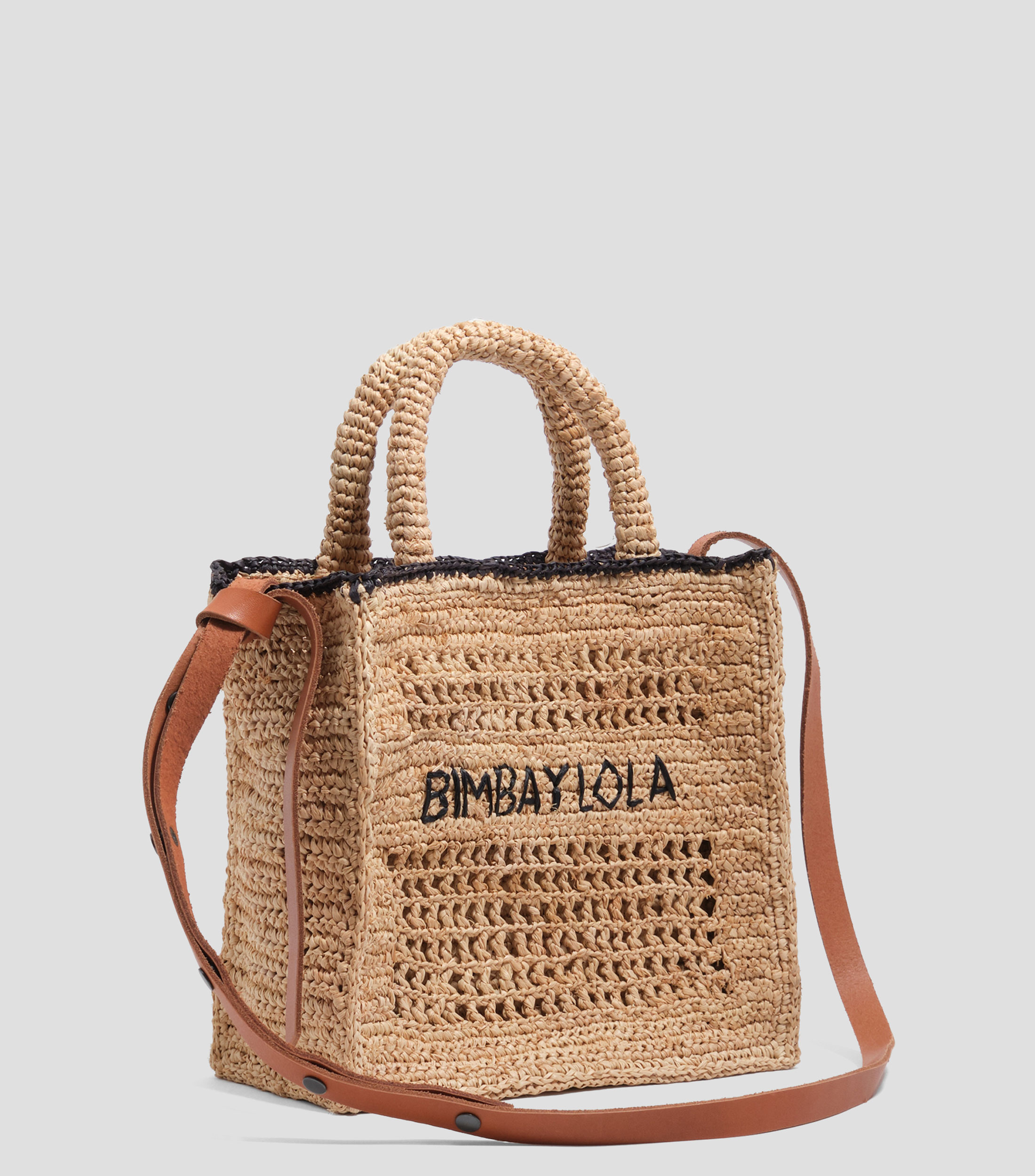 Bolso crossbody mediano rafia natural Mujer