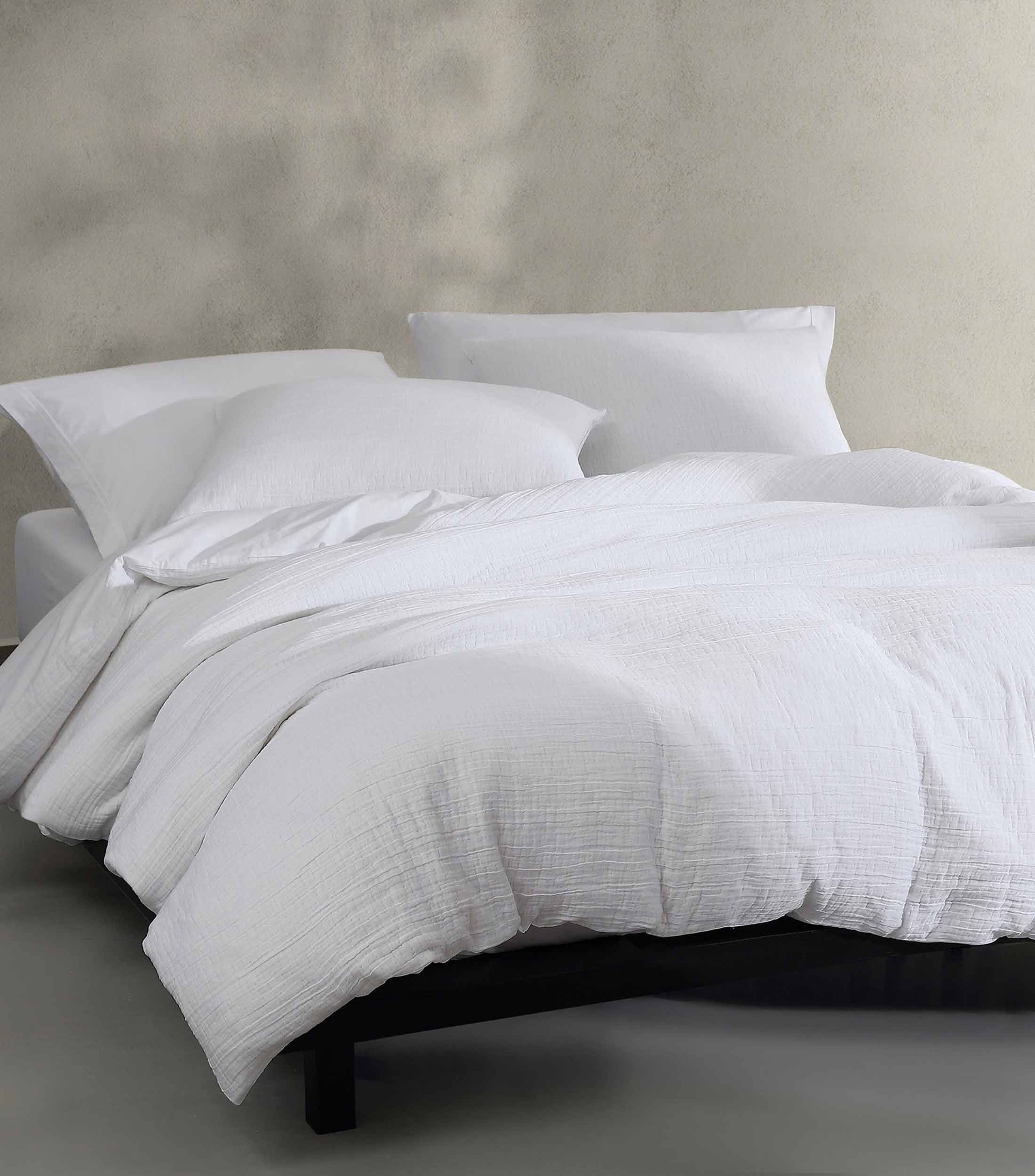 Juego de Funda para Duvet Queen Size de algodon Washed Texture blanco