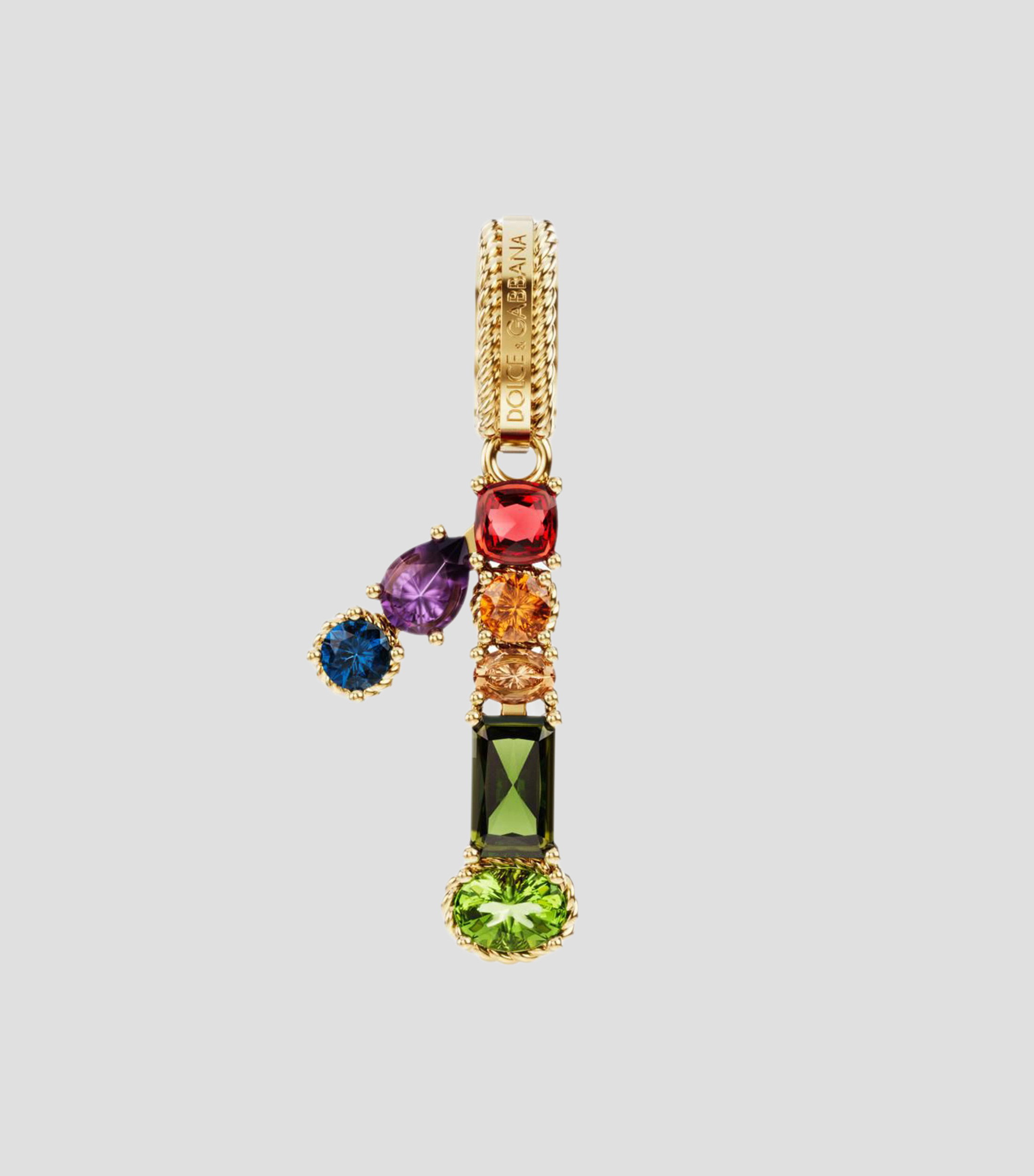 Charm número "1" en Oro de 18 Kilates Alphabet Rainbow gemas multicolores Mujer