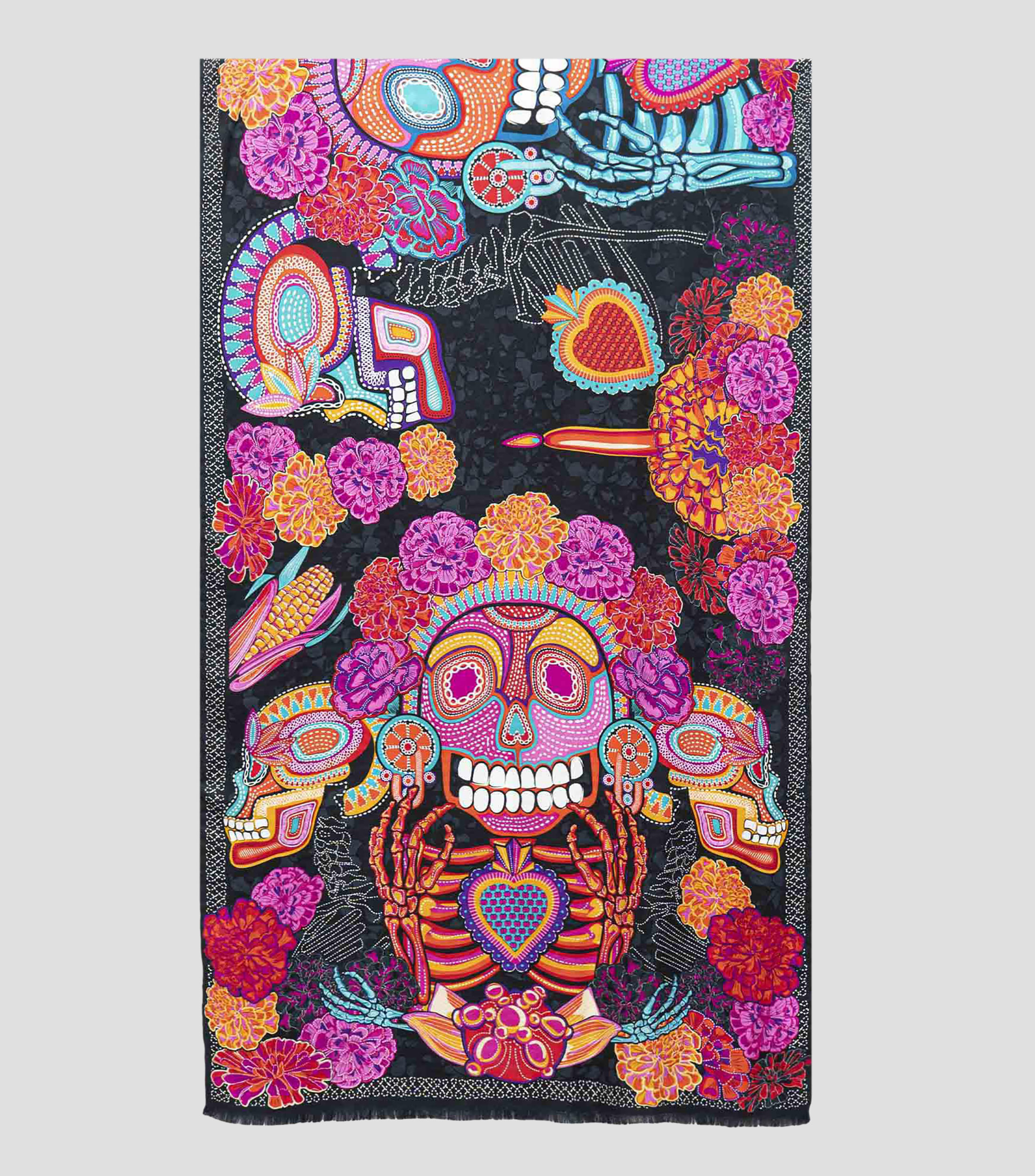 Chalina en seda estampado Día de Muertos Catrina Mujer
