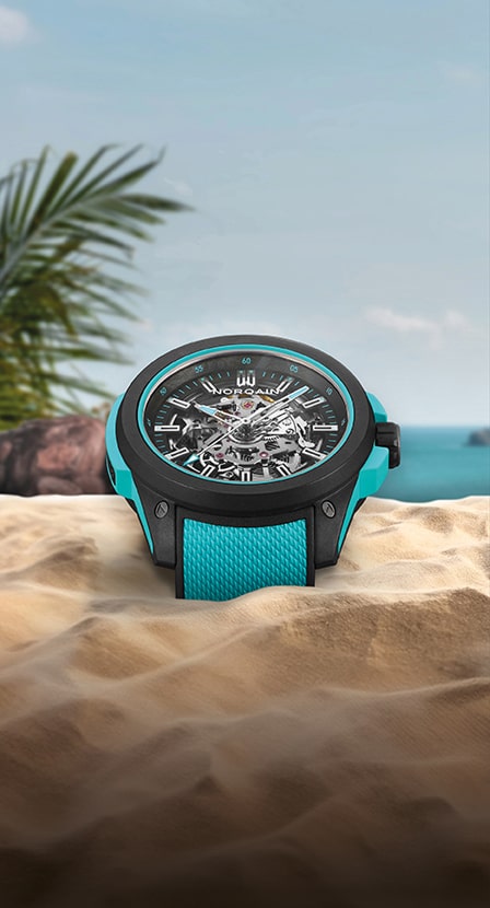 imagen de reloj azul con negro de la marca NORQAIN