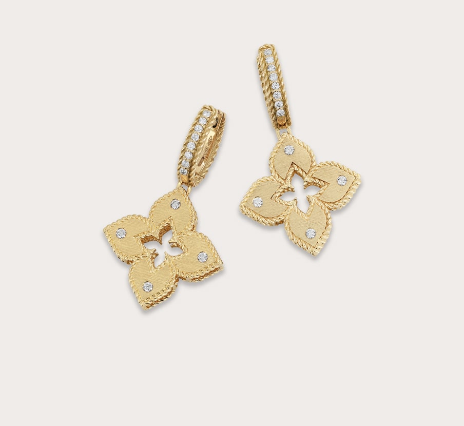 imagen de aretes dorados, ROBERTO COIN