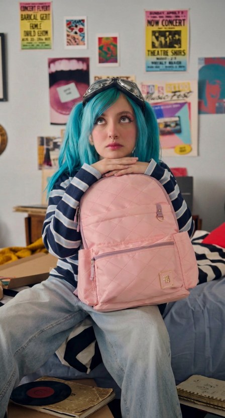 imagen de niña con mochila rosa de la marca CHENSON
