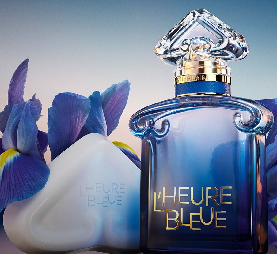 imagen de frasco de perfume y una barra de jabon corporal de la marca GUERLAIN