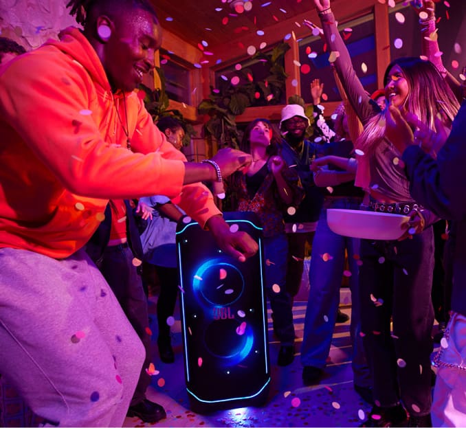 imagen de fiesta con bocina, JBL