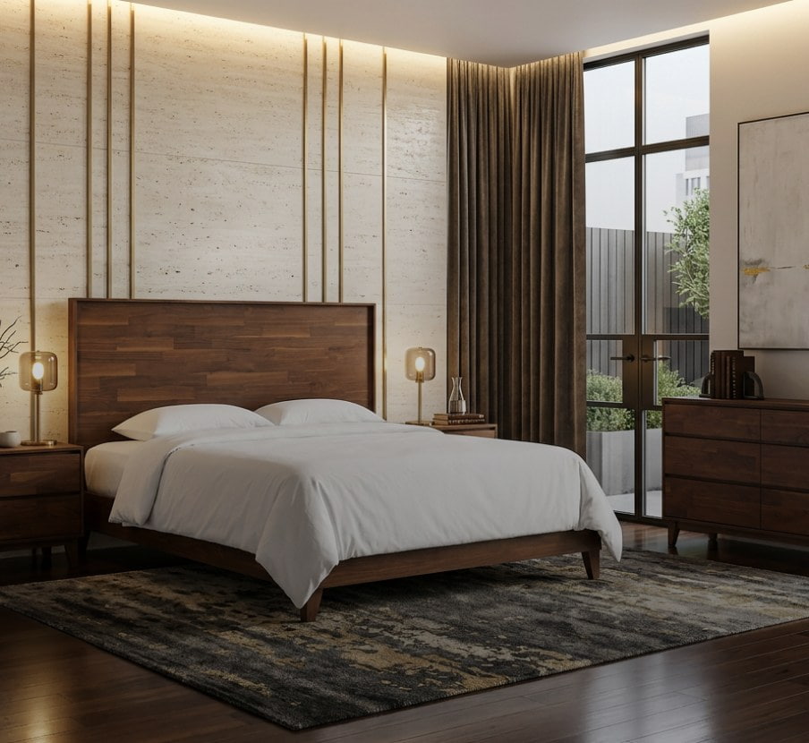 imagen de cama blanca y recamara de la marca TERRANOVA