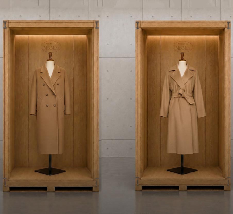 Imagen de  naniquies con abrigos cafes de la marca MAX MARA