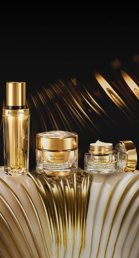 Imagen de productos dorados de la marca ESTÉE LAUDER