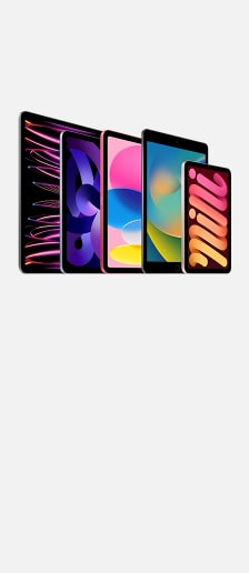 Imagen de 5 ipads de distintos tamaños. APPLE