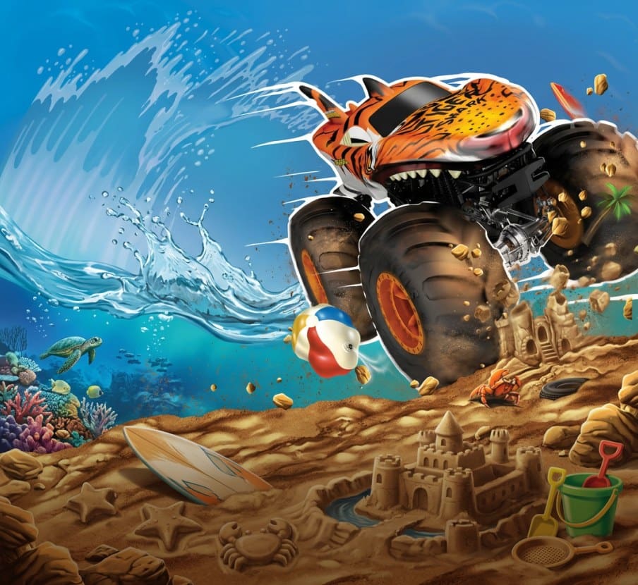 imagen de un dibujo de un carro color anaranjado HOT WHEELS de la marca MATTEL