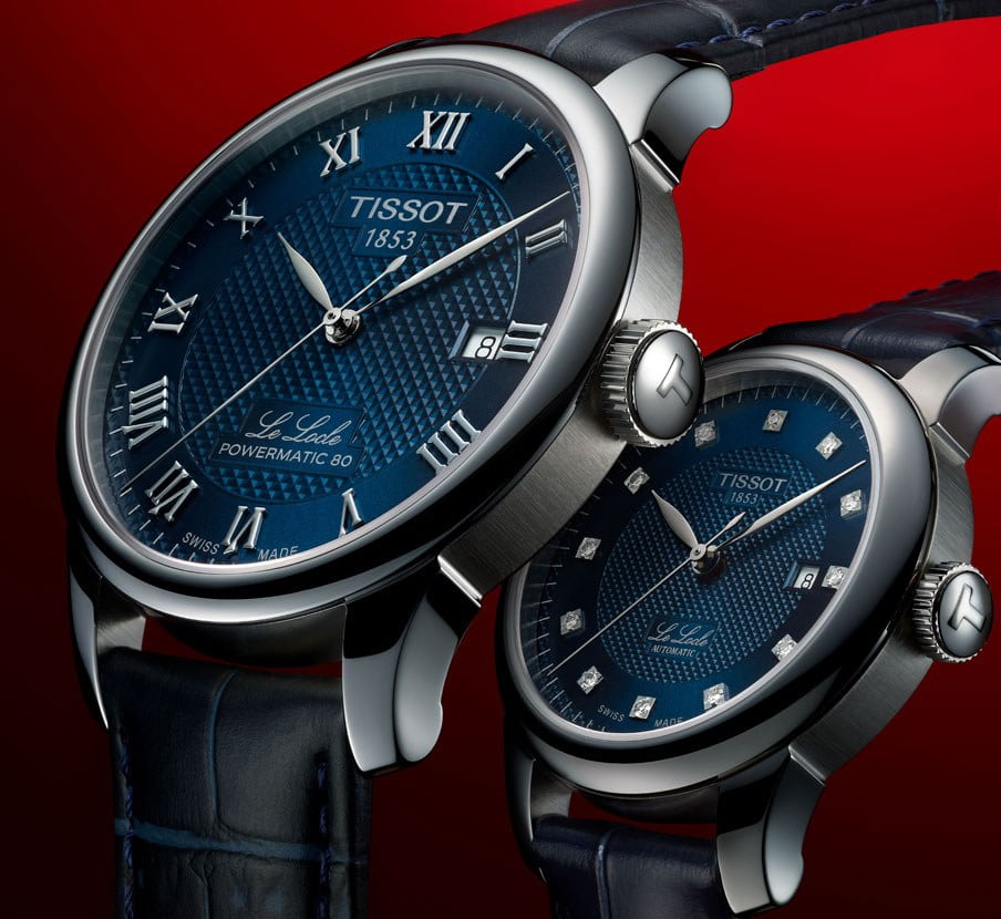 imagen de rpar de relojes grises con azul de la marca TISSOT LELOCLE
