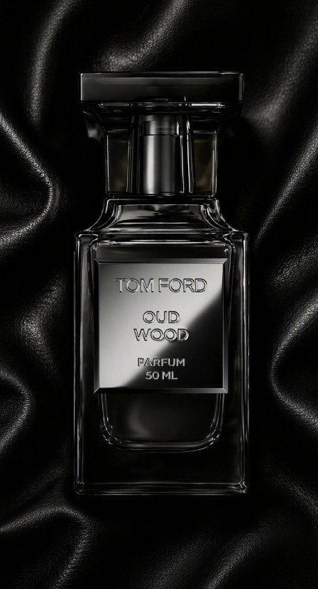 imagen de un fraaco de perfume OUD WOOD color negro de la marca TOM FORD
