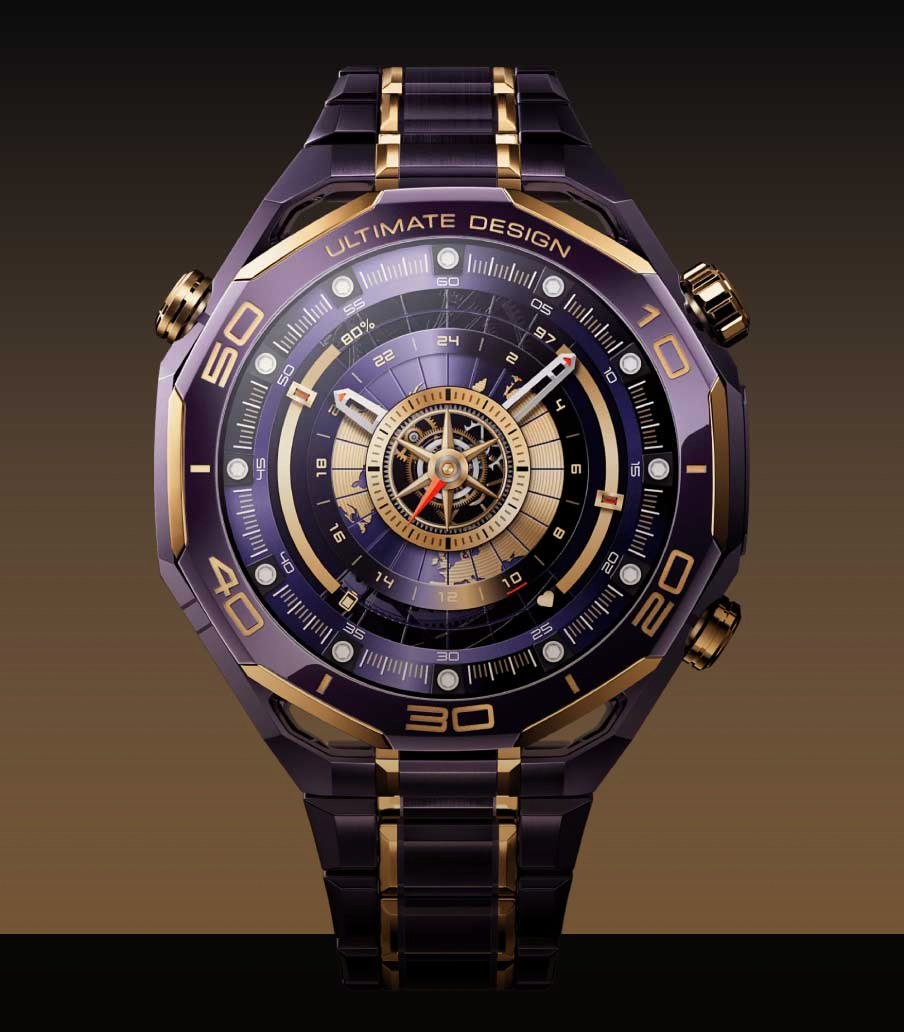 Imagen de reloj morado con dorado de la marca HUAWEI