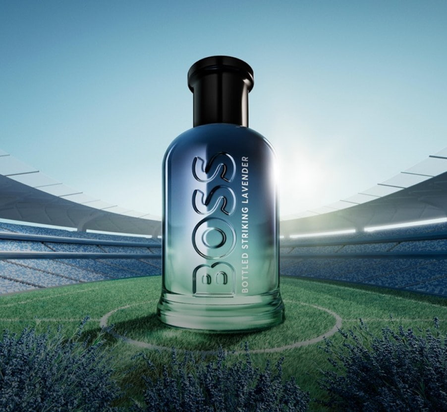 imagen de locion azul con negro de la marca BOSS