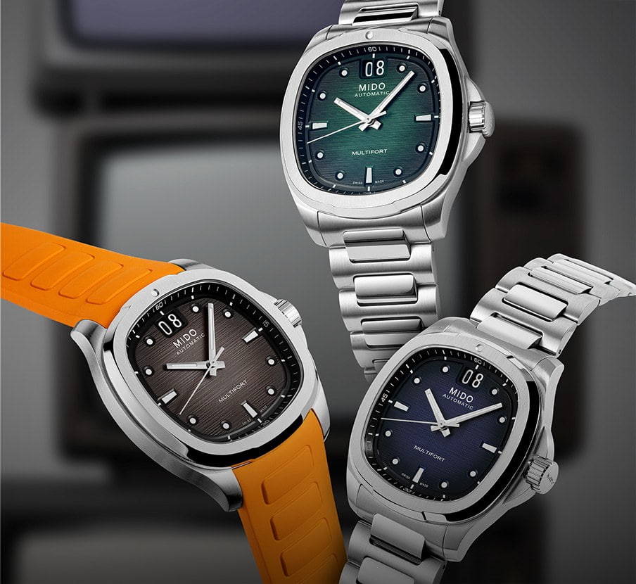imagen de tres relojes de la marca MIDO
