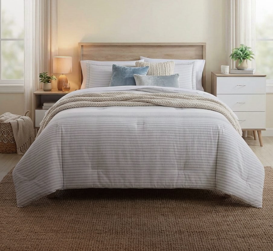 imagen de cama con cobijas de la marca nautica