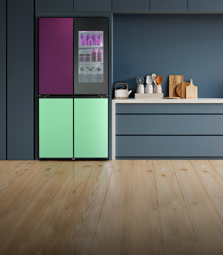 imagen de refrigerador morado con verde LG linea blanca