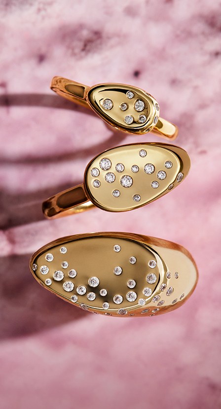 imagen de 3 anillos de la marca PANDORA
