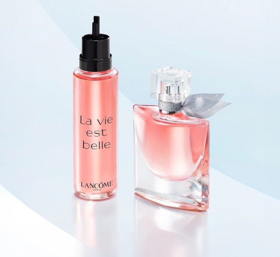 imagen de locion rosa con negro la marca LANCÔME