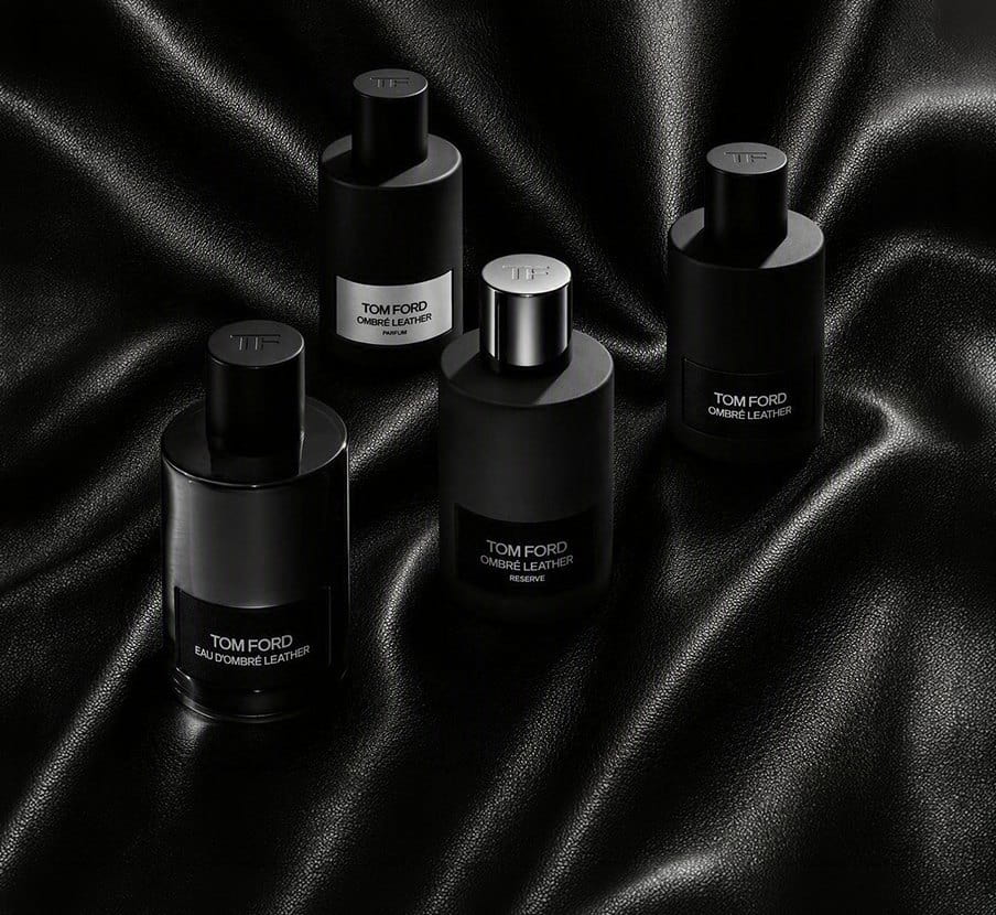 imagen de 4 frascos de locion OMBRE color negra de la marca TOM FORD