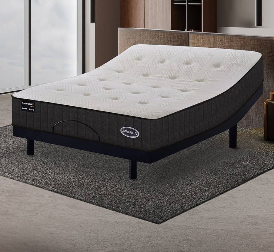 imagen de cama electrica con colchon blanco con negro de la marca AMÉRICA