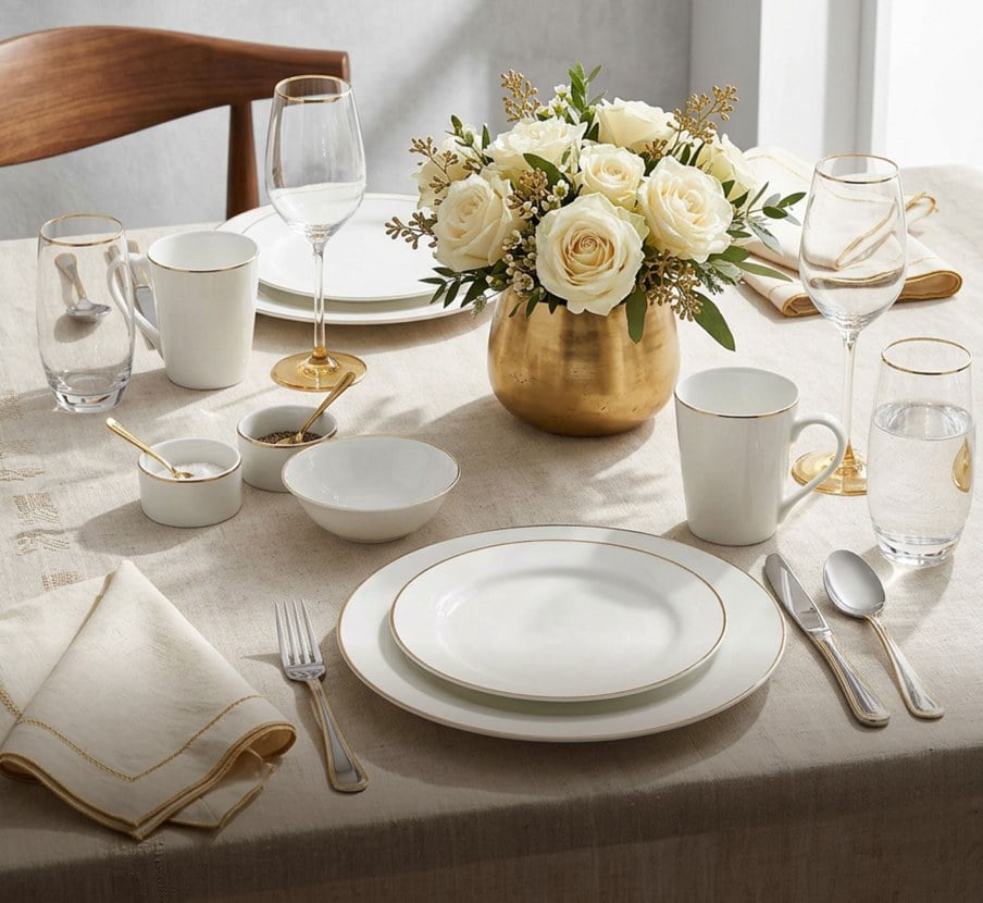 imagen de mesa con articulos de la marca CROWN BACCARA