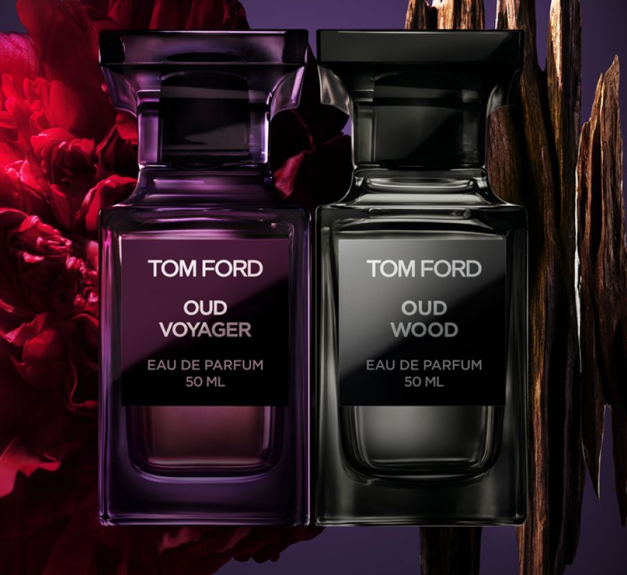 Imagen de lociones morada y negra la marca TOM FORD