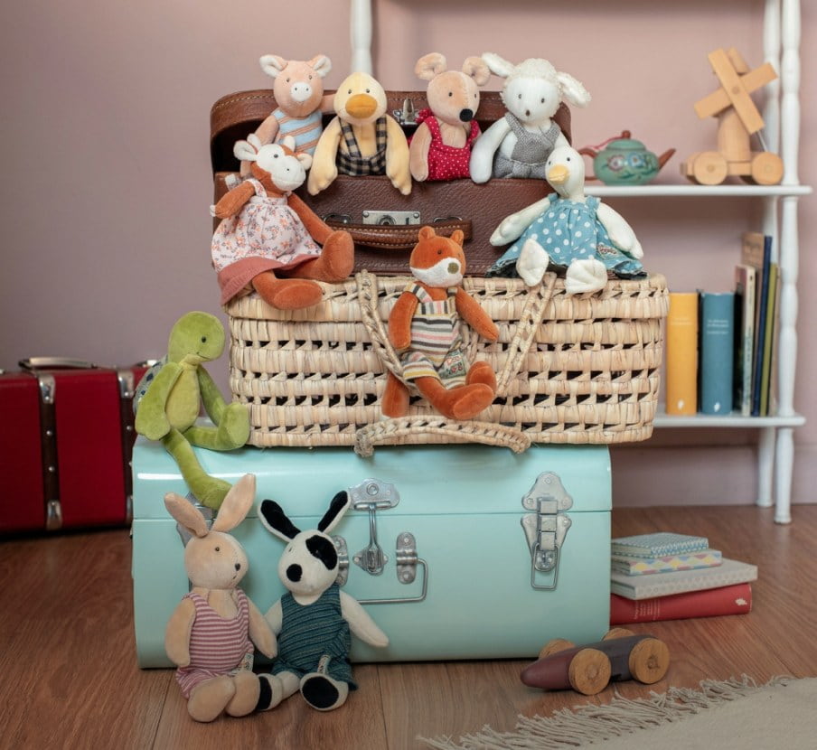 imagen de varios peluches de animales de la marca MOULIN ROTY