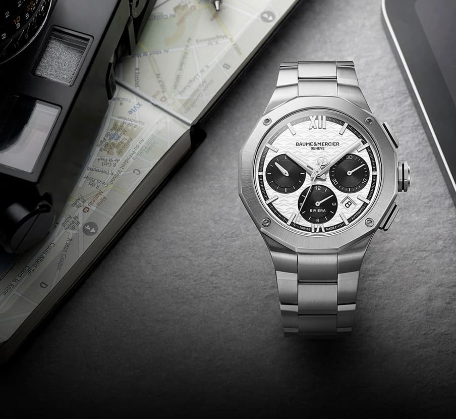 imagen de reloj plata, de la marca BAUME & MERCIER